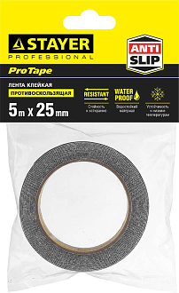 Черная, лента клейкая противоскользящая (скотч) STAYER 12270-25-05 25 мм х 5м - фото 2