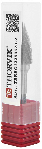 Фото 4 товара Борфреза твердосплавная гиперболическая с заостренным концом, тип G, 10 мм, двойная насечка, в боксе, THORVIK