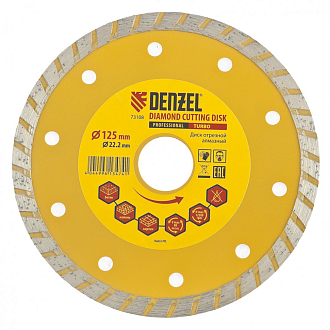 Диск отрезной алмазный 125х22,2 мм, сухая резка, Turbo Denzel - фото 1