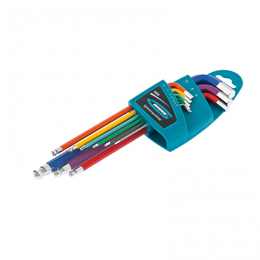 Фото 3 товара Набор ключей имбусовых HEX, 1,5-10 мм, S2, 9 шт, магнит, экстра-длинные с шаром Gross