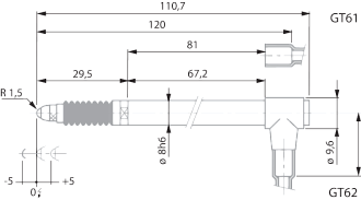 Индуктивный щуп для линейных измерений, осевой GT61 - фото 2