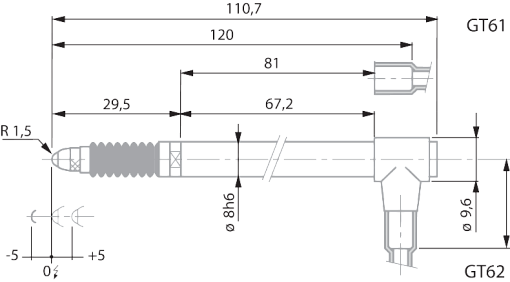 Фото 1 товара Индуктивный щуп для линейных измерений, осевой GT61