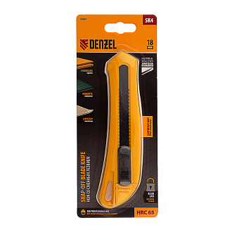 Нож, 18 мм, сменное лезвие, SK4, облегченный корпус, нажимной фиксатор Denzel - фото 5