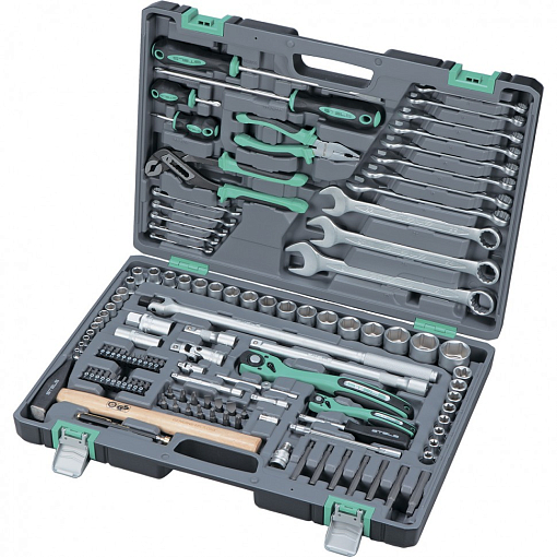 Фото 0 товара Набор инструмента, 1/4, 1/2, Cr-V, S2, усил. кейс, 119 пред. Stels