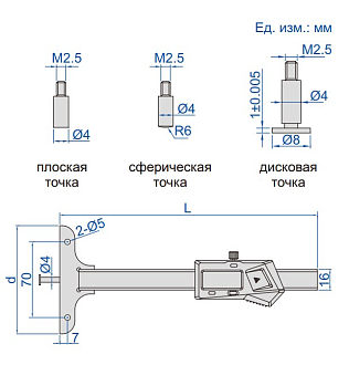 Штангенглубиномер ШГЦ-120, 0.01мм/0.0005", INSIZE - фото 2