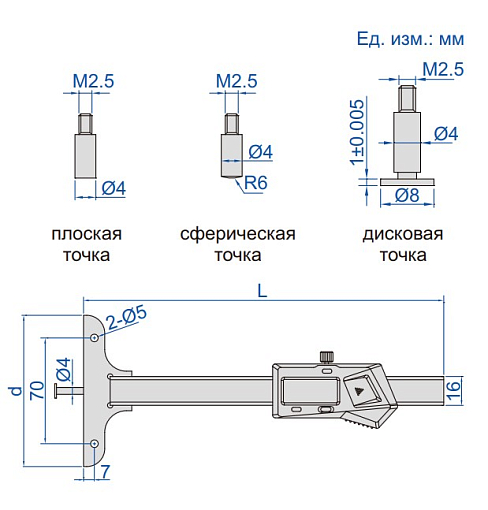 Фото 1 товара Штангенглубиномер ШГЦ-120, 0.01мм/0.0005", INSIZE