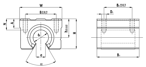 Фото 1 товара Линейный подшипник в сборе с корпусом SBR30-UU TECHNIX