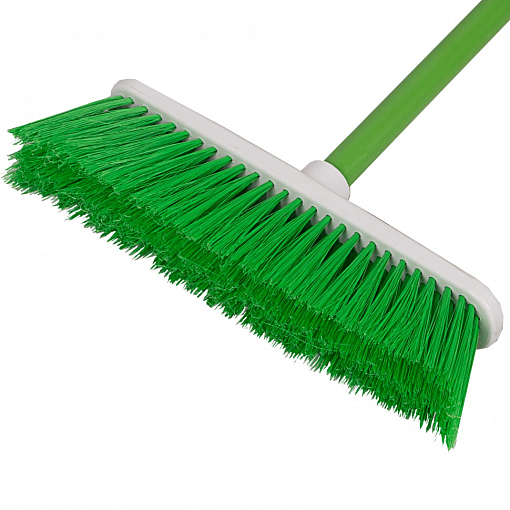Фото 2 товара Щетка пластмассовая для подметания пола, 27 см, c черенком, 120 см, салатовая щетина, Home Palisad
