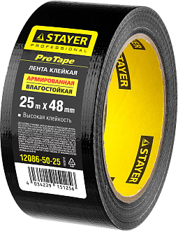 Армированная лента (скотч) STAYER 12086-50-25 48 мм х 25 м, черная, на тканевой основе - фото 3