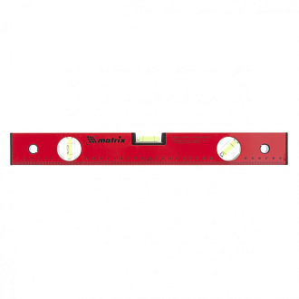 Уровень алюминиевый, 400 мм, 3 глазка, красный, линейка Matrix - фото 1