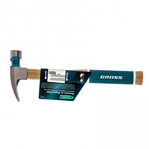 Фото 5 товара Молоток-гвоздодер, 280 г, угол 75, магнит, обрезин. рукоятка American hickory GROSS