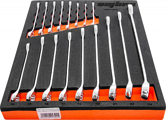 Набор ключей комбинированных 6-24 мм в EVA ложементе 280х375 мм, 17 предметов, Ombra - фото 2
