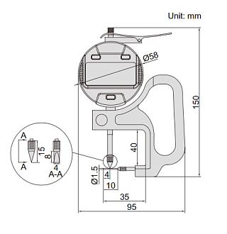 Толщиномер цифровой ТРЦ-10, 0.01мм/0.0005" для измерения толщины стенок труб, INSIZE - фото 2