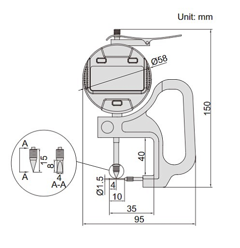 Фото 1 товара Толщиномер цифровой ТРЦ-10, 0.01мм/0.0005" для измерения толщины стенок труб, INSIZE