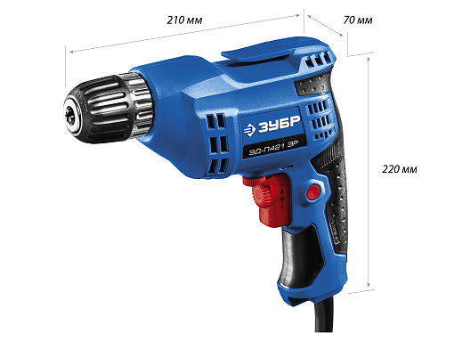 Фото 6 товара ЗУБР 420 Вт, дрель безударная реверсивная ЗД-П421 ЭР Профессионал