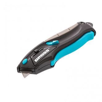 Нож монтажный мини, трехкомп. рукоятка, возврат лезвия, 100 мм, 2 зап. лезвия Gross - фото 3