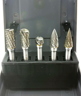 Набор борфрез тв. сплав. из 5шт. (B10,C10,D10,G10,M10)х6мм Х-обр. насечка Sekira - фото 1