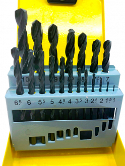 Набор сверл 1-10мм (19 шт.) шаг 0,5 Р6М5 STV в металлической коробке - фото 1