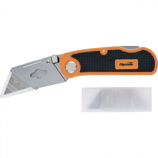 Фото 0 товара Нож, 19 мм, складной, пластиковая , сменное трапециевидное лезвие, 5 лезвий Sparta