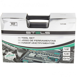 Набор инструментов, 1/2, 1/4, CrV, пластиковый кейс, 82 предмета Stels - фото 2