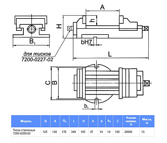 Тиски станочные чугунные неповоротные 7200-0209-02 БЗСП - фото 2