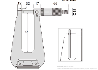 Микрометр МЛ-25, 0-25мм, 0.01 мм глубина рамки 155мм, INSIZE - фото 2