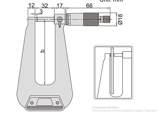 Фото 1 товара Микрометр МЛ-25, 0-25мм, 0.01 мм глубина рамки 155мм, INSIZE
