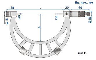 Микрометр МК-900, 800-900мм, 0.01мм, со сменной пяткой INSIZE - фото 2