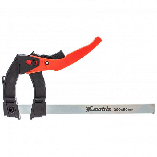 Фото 3 товара Струбцина реечная быстрозажимная, пластиковый корпус рычажно-храповой механизм, 100 х 90 х 195 мм, штанга 5 х 20 мм Matrix