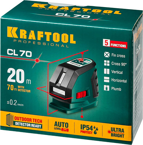 Фото 4 товара Линейный лазерный нивелир KRAFTOOL CL70 34660 Professional