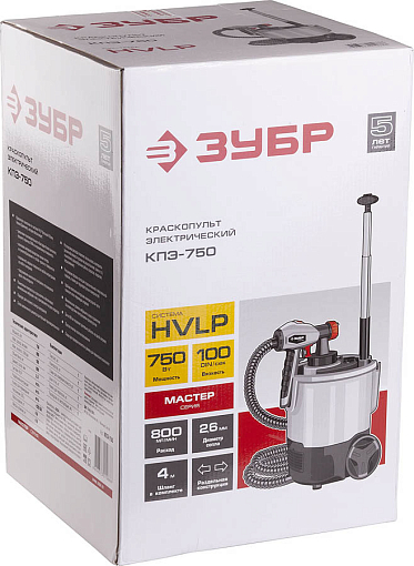 Фото 4 товара ЗУБР 750 Вт, компрессорный, HVLP, краскопульт электрический КПЭ-750 Мастер