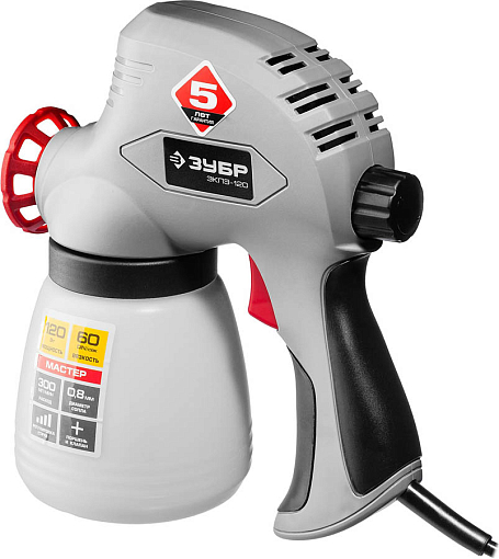 Фото 1 товара ЗУБР 120 Вт, плунжерный, краскопульт электрический ЗКПЭ-120 Мастер