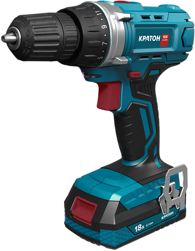 Фото 0 товара Дрель-шуруповерт аккумуляторная КРАТОН CD18-OFA SET (АКБ 2,0А·ч; ЗУ + кейс)