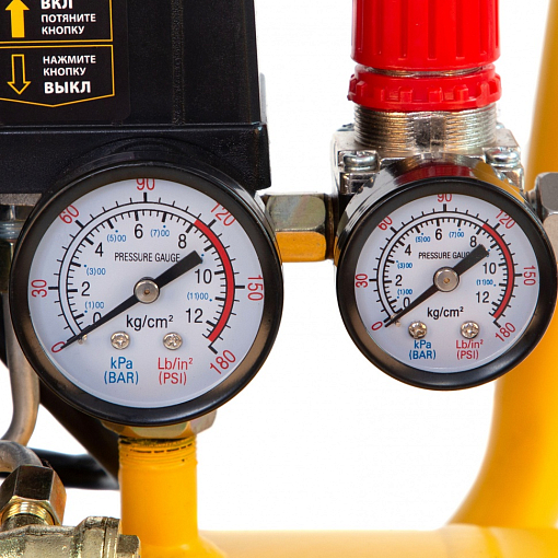Фото 8 товара Компрессор воздушный, прямой привод DC1500/50, 1.5 кВт, 50 литров, 220 л/мин Denzel