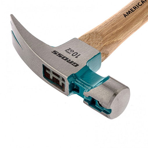 Фото 1 товара Молоток-гвоздодер, 280 г, угол 75, магнит, обрезин. рукоятка American hickory GROSS