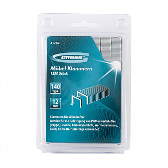 Скобы, 12 мм, для мебельного степлера, усиленные, тип 140,1250 шт Gross - фото 2