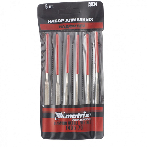 Фото 0 товара Набор надфилей алмазных, 140 х 70 х 3 мм, 6 шт Matrix Master