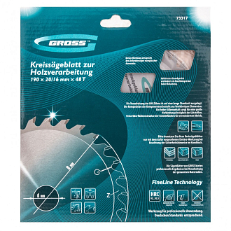 Пильный диск по дереву 190 x 20/16 x 48Т Gross - фото 6