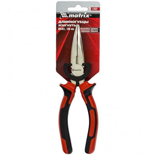 Фото 3 товара Длинногубцы изогнутые Nickel, 180 мм, никелированные, двухкомпонентные рукоятки Matrix