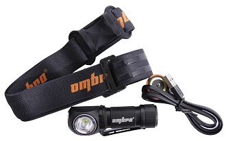 Фонарь светодиодный аккумуляторный, налобный, со световым пучком 350 Лм, Ombra - фото 1