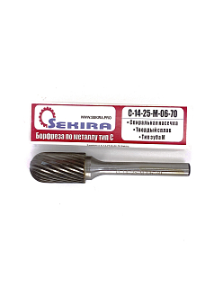 Борфреза сфероцилиндрическая тип С 14х25х6х70 R6 спиральная насечка арт. C14 25М06 Sekira - фото 3