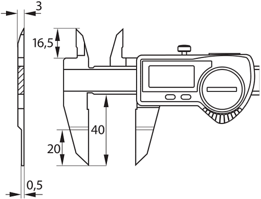Фото 1 товара Штангенциркуль с цифр. отсчетным устр. для канавок на валах с круглым глубиномером 150 мм