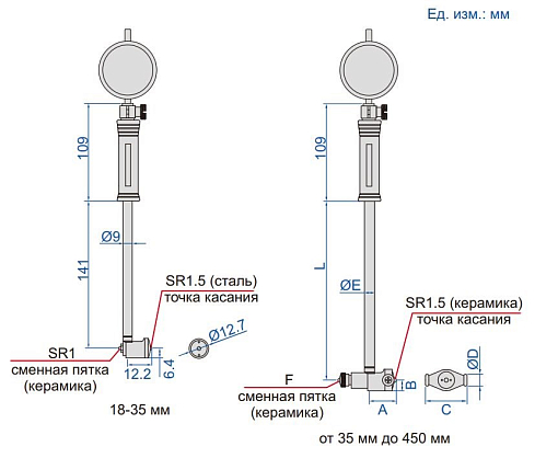 Фото 1 товара Нутромер НИ-160 (50-160мм погр. 0.018мм повторяемость 0.003мм) INSIZE