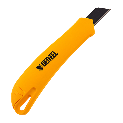 Фото 1 товара Нож, 18 мм, сменное лезвие, SK4, облегченный корпус, нажимной фиксатор Denzel