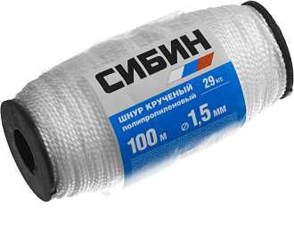 Шнур кручёный полипропиленовый СИБИН 50528 100 м, 1.5 мм, 29 кгс - фото 2