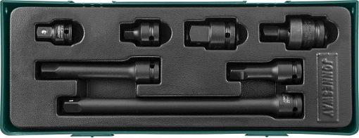 Фото 0 товара Набор аксессуаров для головок торцевых ударных 1/2"DR в ложементе, 7 предметов, Jonnesway