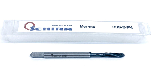 Фото 1 товара Метчик м/р 3х0,5х6х56 гл. винт. канавка HSS-E-PM Sekira