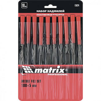 Набор надфилей, 180 х 5 мм, 10 шт, пластиковые рукоятки Matrix - фото 1