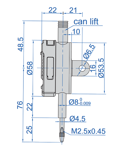 Фото 1 товара Индикатор ИЧЦ 12.7мм/0.5" дел 0.01мм/0.0005" с проушиной с регулируемым коэффициентом, INSIZE