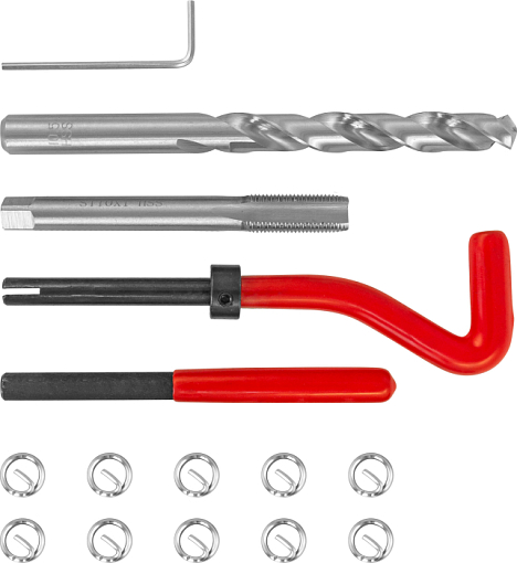 Фото 0 товара Набор для восстановления резьбы M10x1.0, 15 предметов, THORVIK